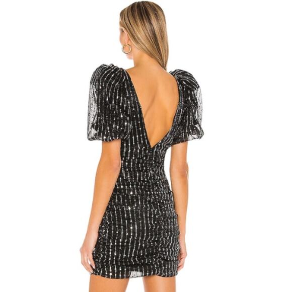 Lovers + Friends Bishop Mini Dress in Black & Silver NWOT Size Small - Picture 3 of 3